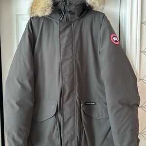 Authentic Canada Goose Gray Puffer Jacket with Fur Trimmed Hood